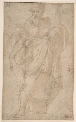 Figure of a Prophet by anonymous, drawing, 1500-1600