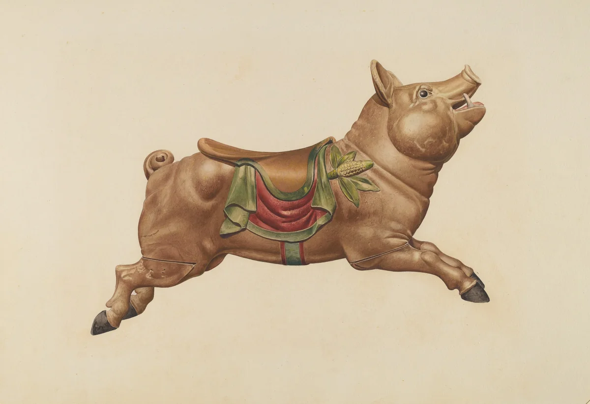 Carousel Pig by Henry Tomaszewski, index of american design, 1939