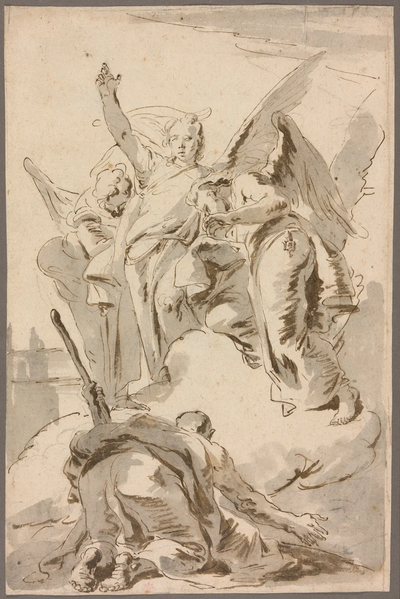 Three Angels Appearing to Abraham by Giovanni Battista Tiepolo, drawing, 1723-1733