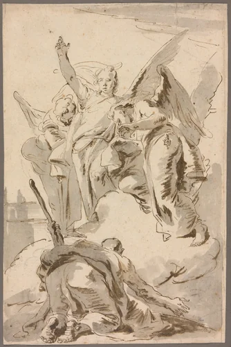 Three Angels Appearing to Abraham by Giovanni Battista Tiepolo, drawing, 1723-1733