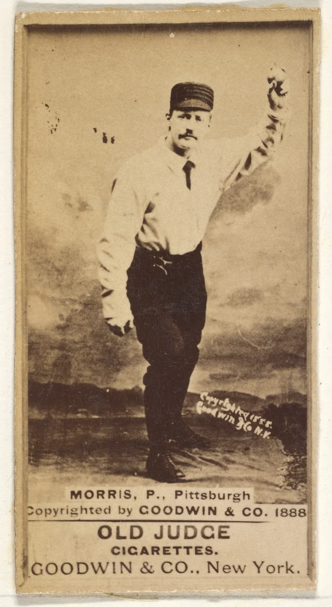 Ed Morris, Pitcher, Pittsburgh, from the Old Judge series (N172) for Old Judge Cigarettes by Goodwin & Company, photograph, 1888