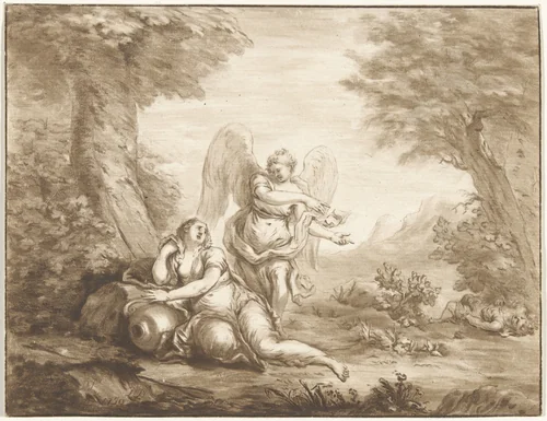 Hagar in de woestijn by Jurriaan Cootwijck, print, 1759
