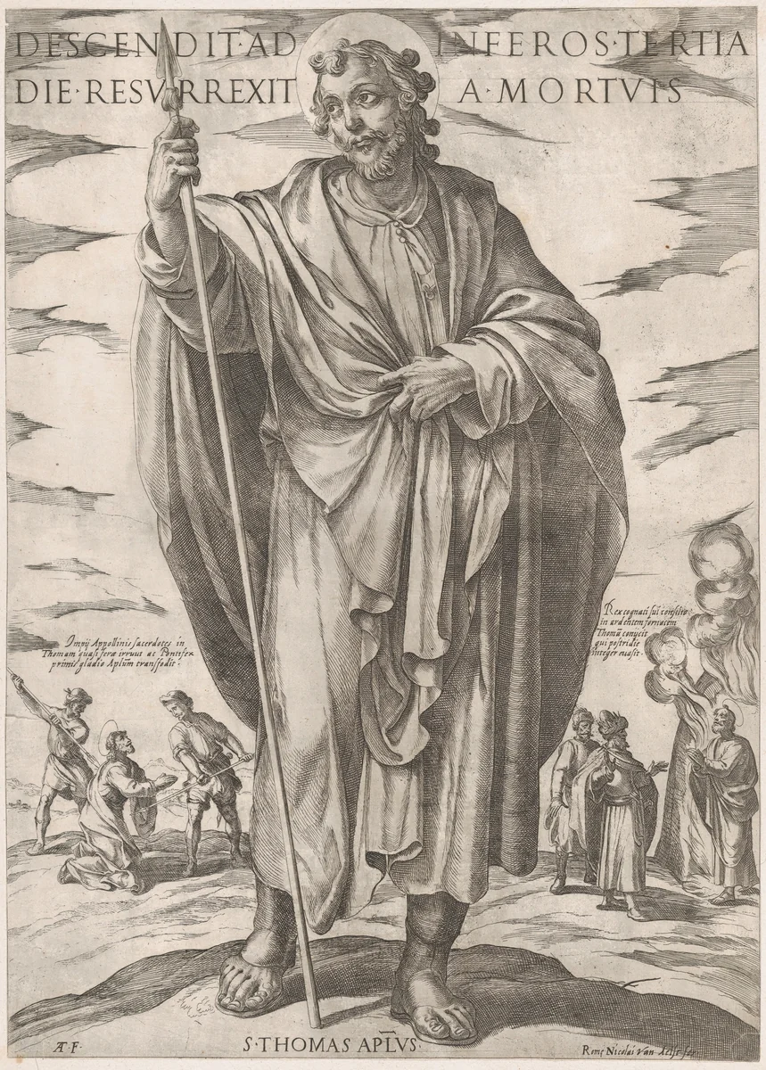 St. Thomas, from "Christ, Mary and the Apostles" by Antonio Tempesta, print, 1555-1630