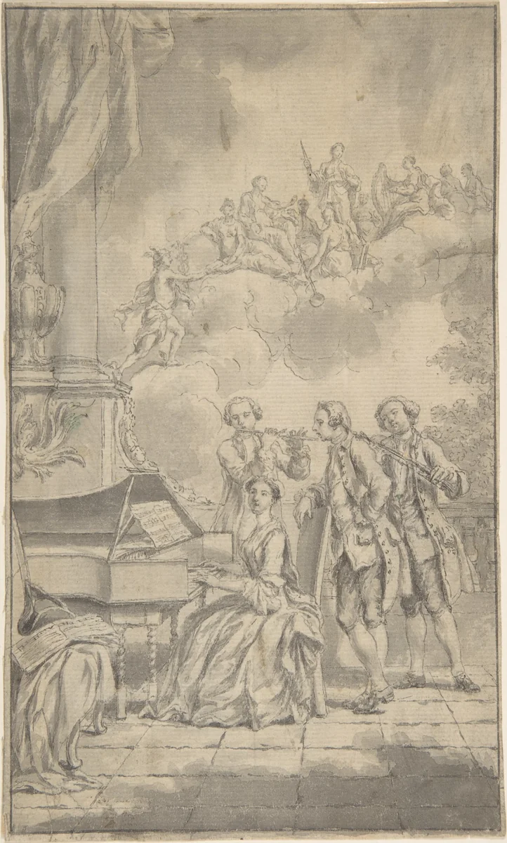 A Musical Gathering by Samuel Wale, drawing, 1700-1800
