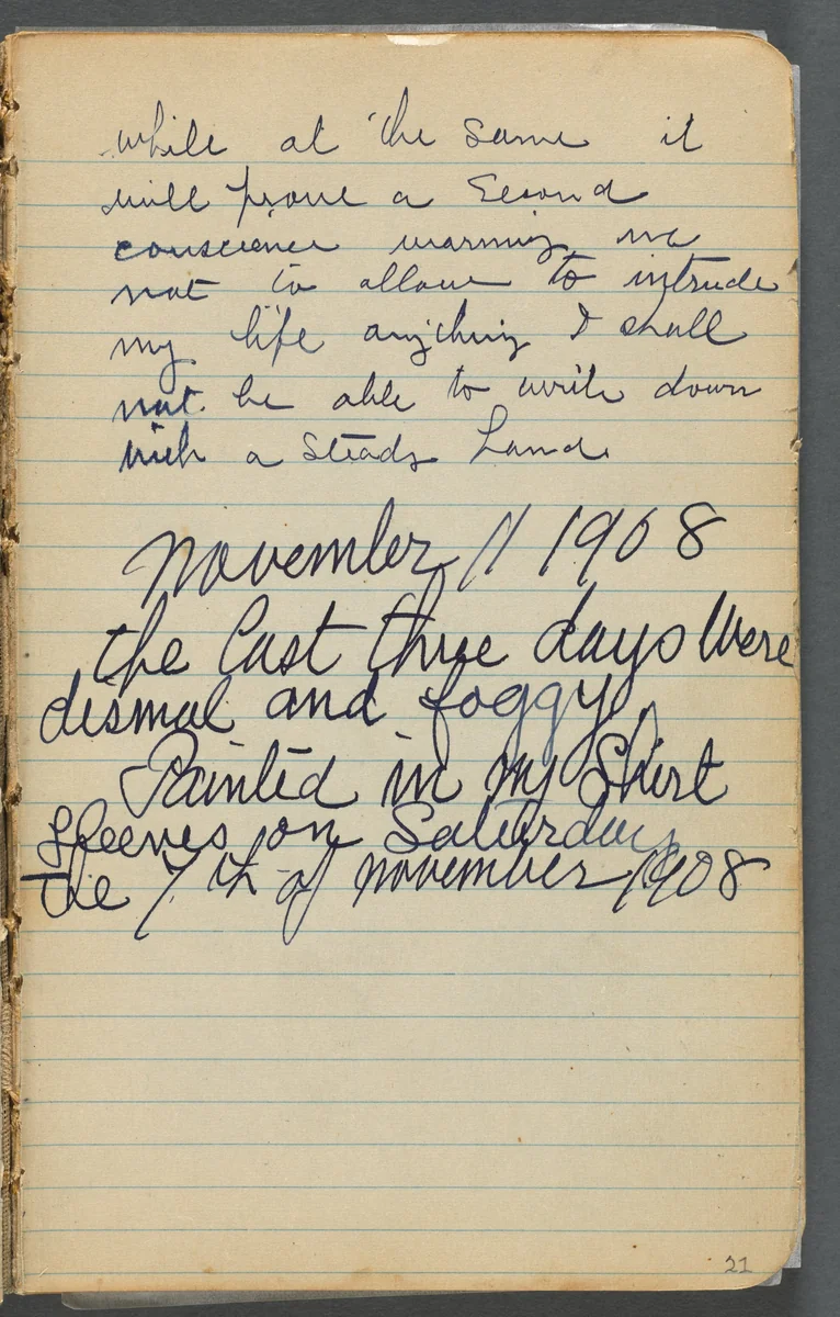 Sketchbook, page 021: Notes by Maurice Prendergast, book, 1905-1910