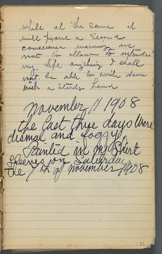 Sketchbook, page 021: Notes by Maurice Prendergast, book, 1905-1910