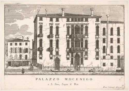 Plate 91: View of the Mocenigo Palace in Campo San Stae, Venice, 1703, from "The buildings and views of Venice" (Le fabriche e vedute di Venezia) by Luca Carlevaris, print, 1703