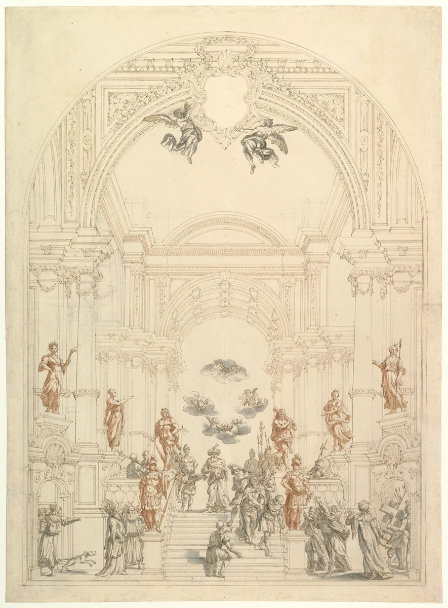 Design for a Theatrum Sacrum by Giuseppe Galli Bibiena, drawing, 1696-1756