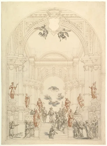 Design for a Theatrum Sacrum by Giuseppe Galli Bibiena, drawing, 1696-1756