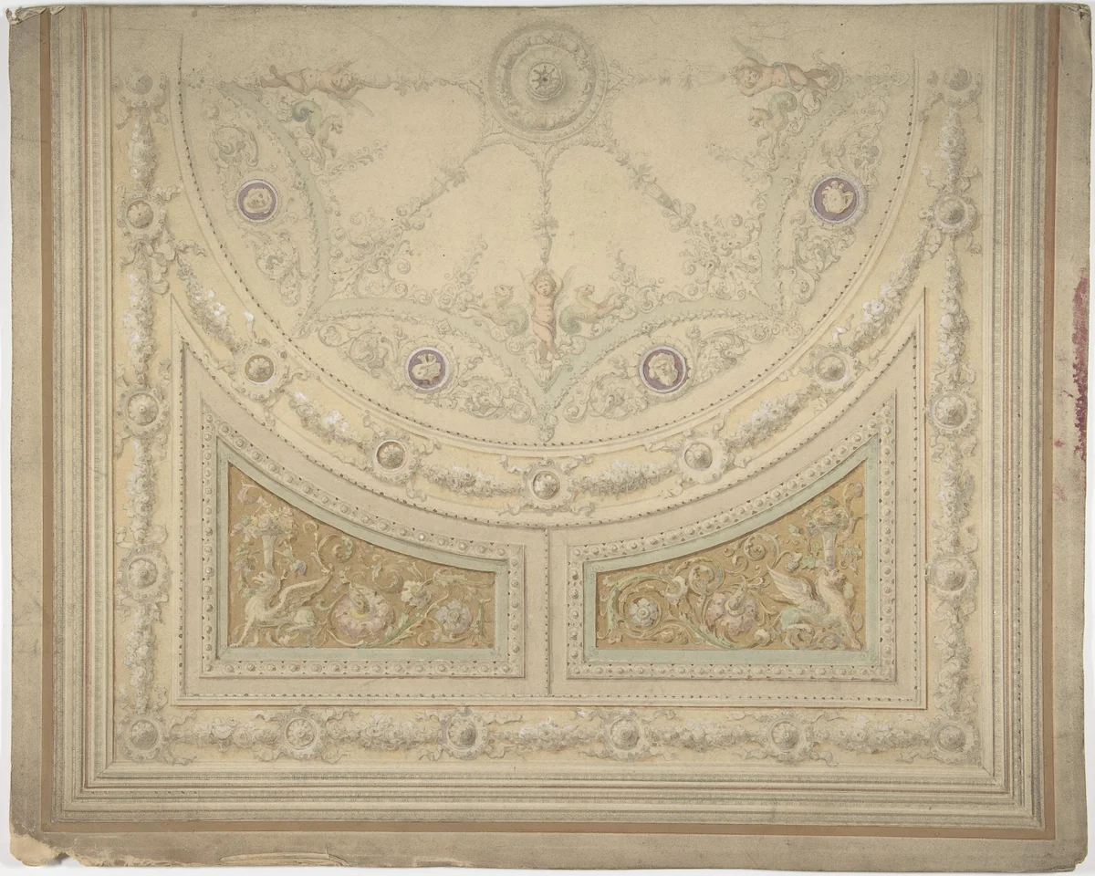 Ceiling Design, Half of a Circle by anonymous, drawing, 1800-1899