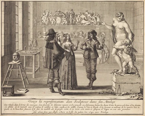 A Sculptor in His Atelier by Abraham Bosse, print, 1642