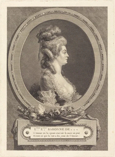 Louise Emilie Baronne de *** by Augustin de Saint-Aubin, print, 1779