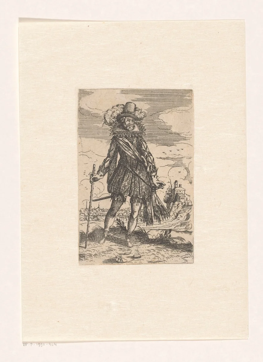 Spaans edelman in een landschap by Unknown, print, 1588-1640