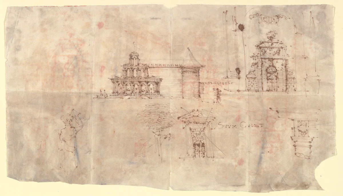 Studies of Architectural Motifs by anonymous, drawing, 1700-1799