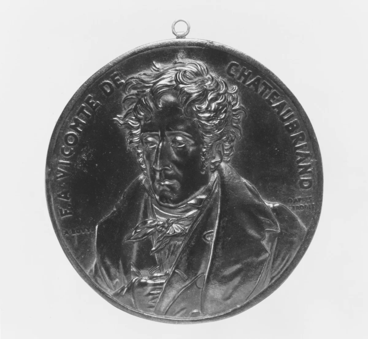 François René, Vicomte de Chateaubriand (1768–1877) by Jean-François-Antoine Bovy, metalwork, 1830-1865