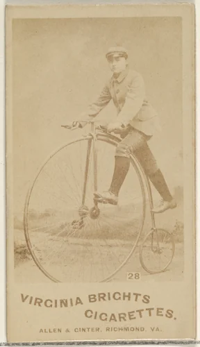 Card 28, from the Girl Cyclists series (N49) for Virginia Brights Cigarettes by Allen & Ginter, photograph, 1887