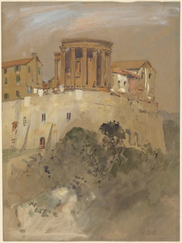 Temple of Vesta at Tivoli by Hercules Brabazon Brabazon, drawing, 1821-1906