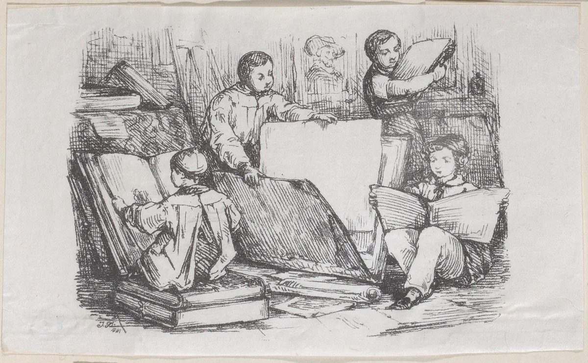 Trade Card Illustration Advertising Bookbinding by anonymous, print, 1800-1900