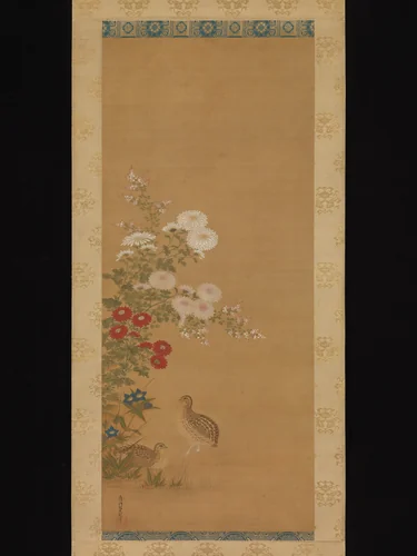 Quail and Autumn Flowers by Tosa Mitsuoki, painting, 1667-1699