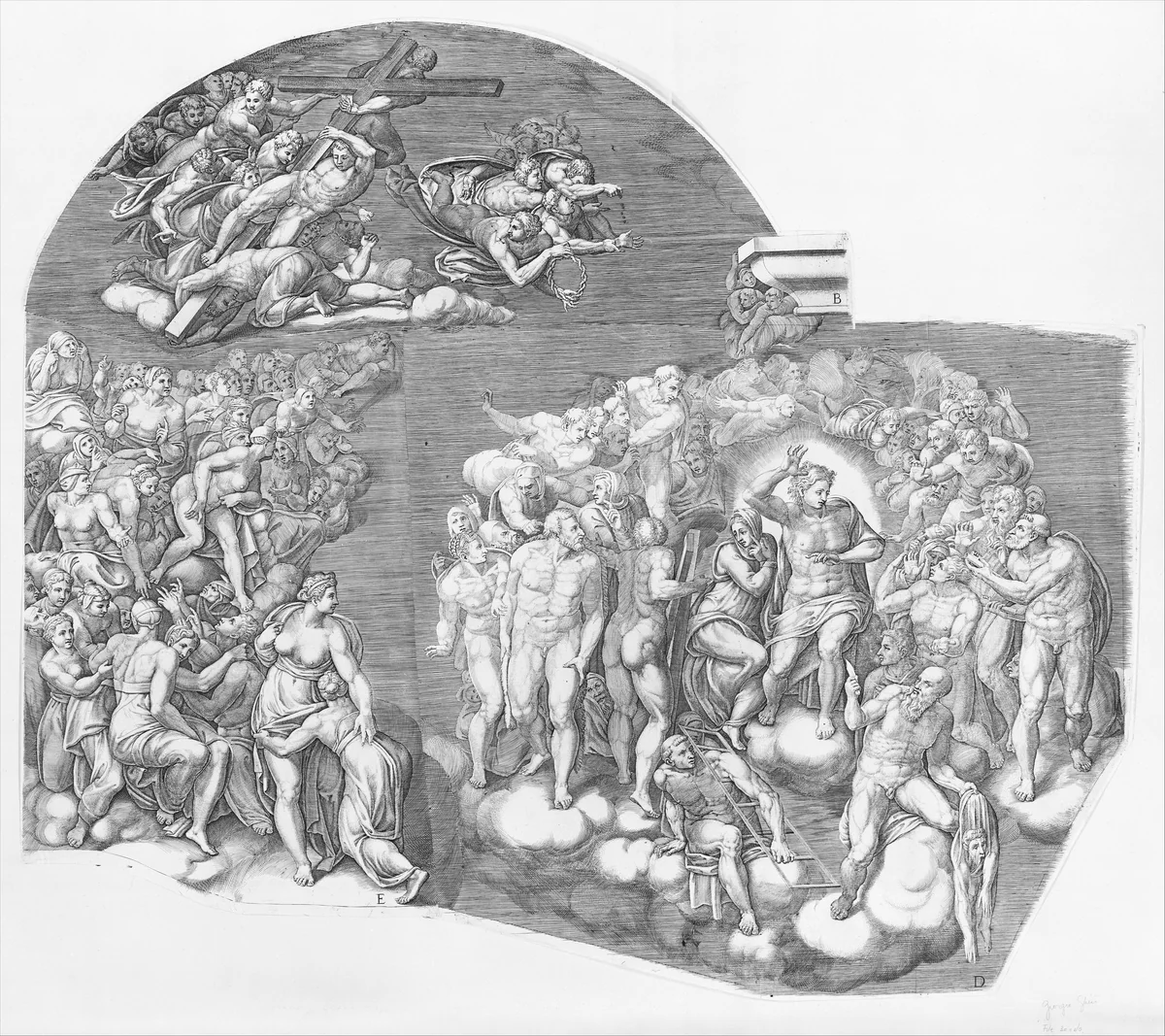 Last Judgment; after Michelangelo's fresco in the Sistine Chapel by Giorgio Ghisi, print, 1545