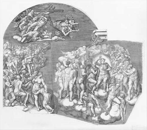 Last Judgment; after Michelangelo's fresco in the Sistine Chapel by Giorgio Ghisi, print, 1545