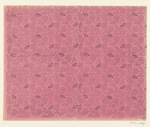 Blad met regelmatig over het blad slingerende ranken bestaande uit punten by anonymous, print, 1800-1900