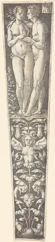 Ornament with Naked Couple by Heinrich Aldegrever, print, 1532