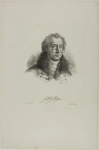 Portrait of Goethe, from Faust by Eugène Delacroix, print, 1827