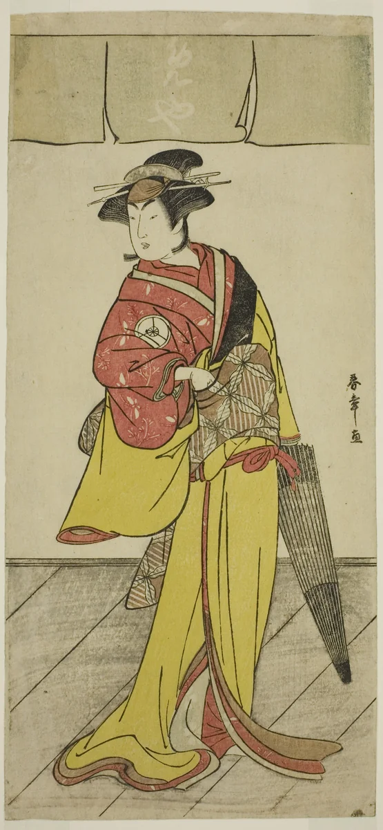 The Actor Iwai Hanshiro IV as Osuwa in the Play Koi no Yosuga Kanagaki Soga, Performed at the Ichimura Theater in the Fourth Monther, 1789 by Katsukawa Shunsho (勝川 春章), print, 1784-1794