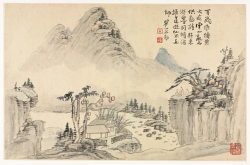Landscapes in Various Styles after Old Masters by Mei Qing, painting, 1690