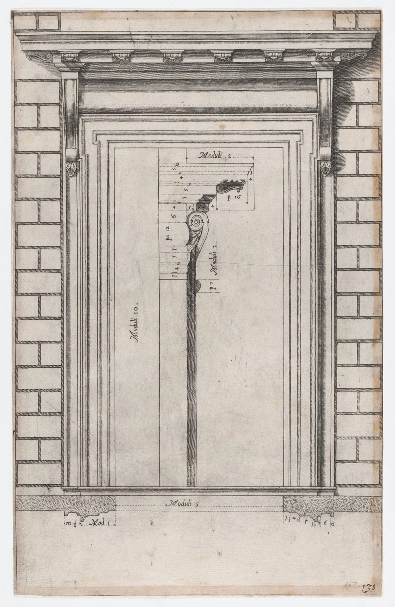 Plan of a doorway, from "Speculum Romanae Magnificentiae" by anonymous, print, 1530-1580