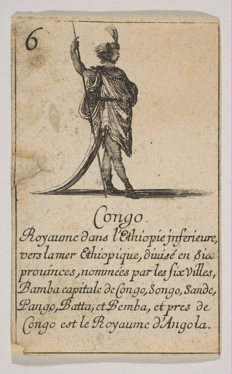 Congo, from "Jeu de la Géographie" by Stefano della Bella, print, 1644