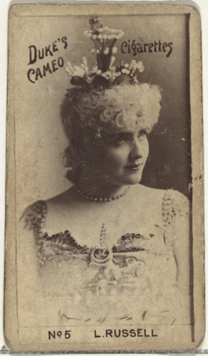 Card Number 5, Lillian Russell, from the Actors and Actresses series (N145-4) issued by Duke Sons & Co. to promote Cameo Cigarettes by W. Duke, Sons & Co., photograph, 1880-1889