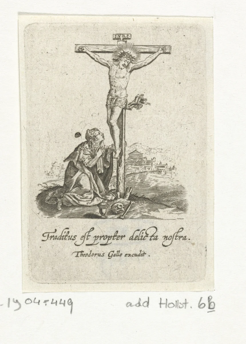 Christus aan het kruis by Unknown, print, 1581-1633