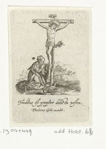 Christus aan het kruis by Unknown, print, 1581-1633