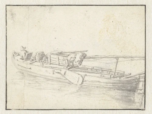 Schuit met gestreken mast by Herman Saftleven, drawing, 1619-1685