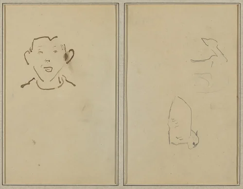 Boy's Face; Two Sheep [verso] by Paul Gauguin, drawing, 1884-1888