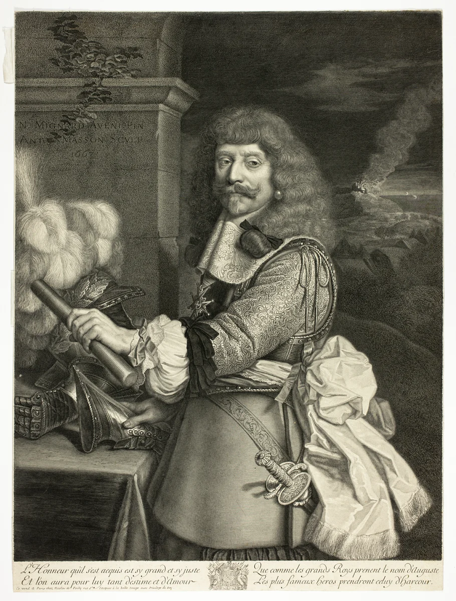 Portrait of Henri de Lorraine, Comte d'Harcourt, Grand Squire of France by Antoine Masson, print, 1667