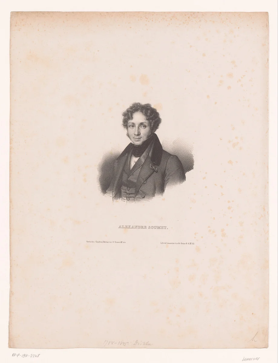 Portret van Alexandre Soumet by anonymous, print, 1833-1837