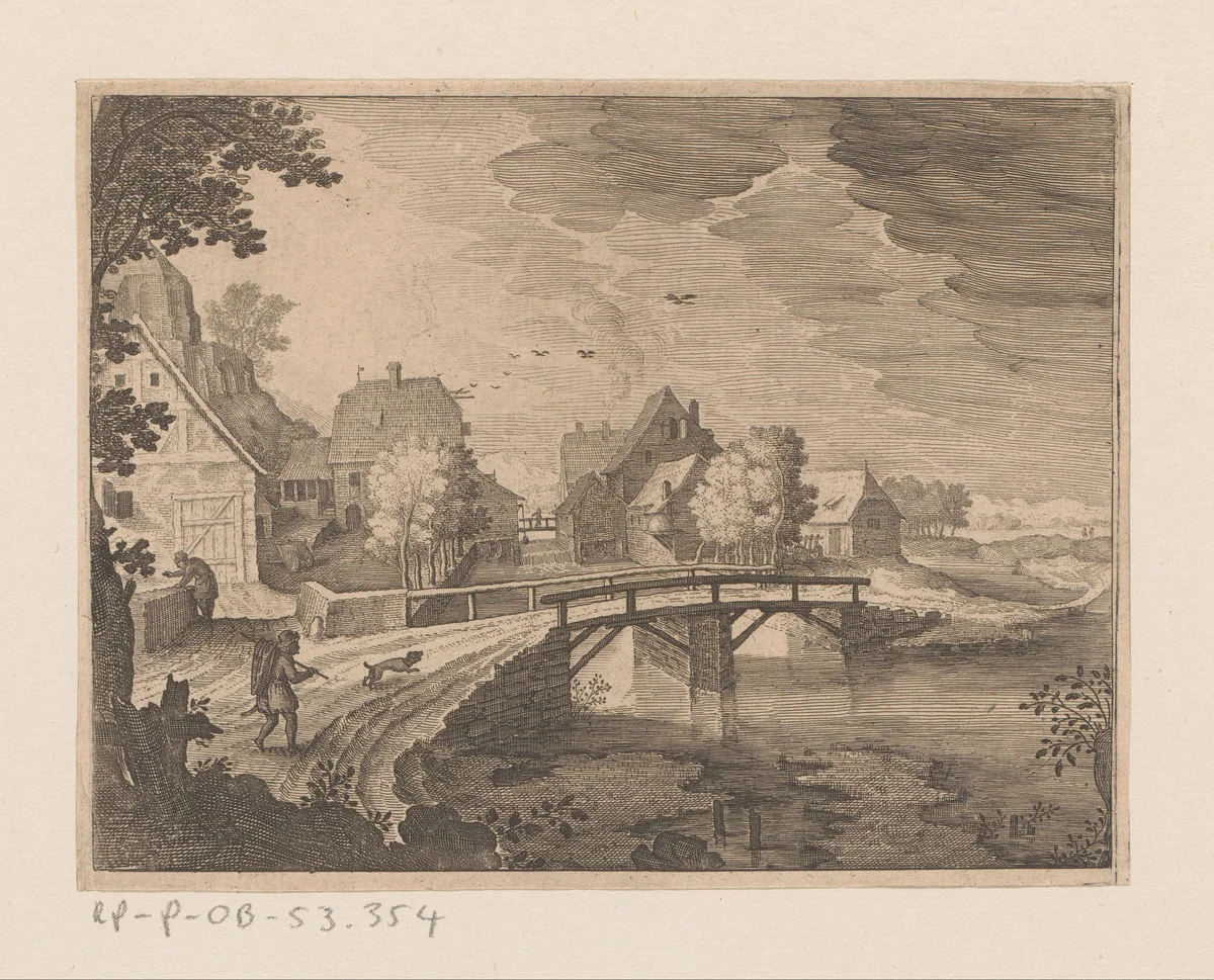Gezicht op het dorp Berg bij Stuttgart by Matthäus Merian, print, 1603-1650