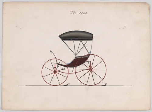 Design for Pony Phaeton, no. 3208 by Brewster & Co., drawing, 1876