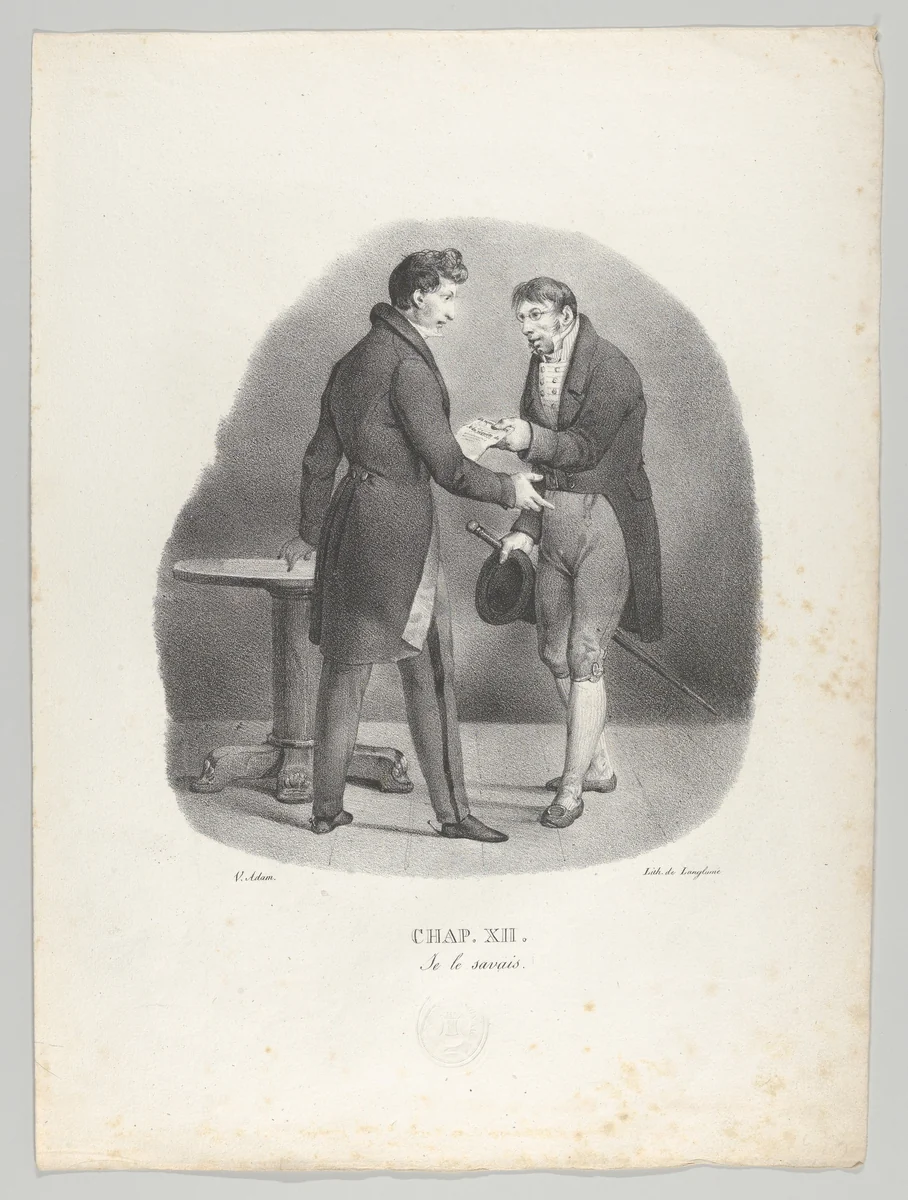 Chap. XII: Je le savais (I thought as much) by Victor Adam, print, 1824