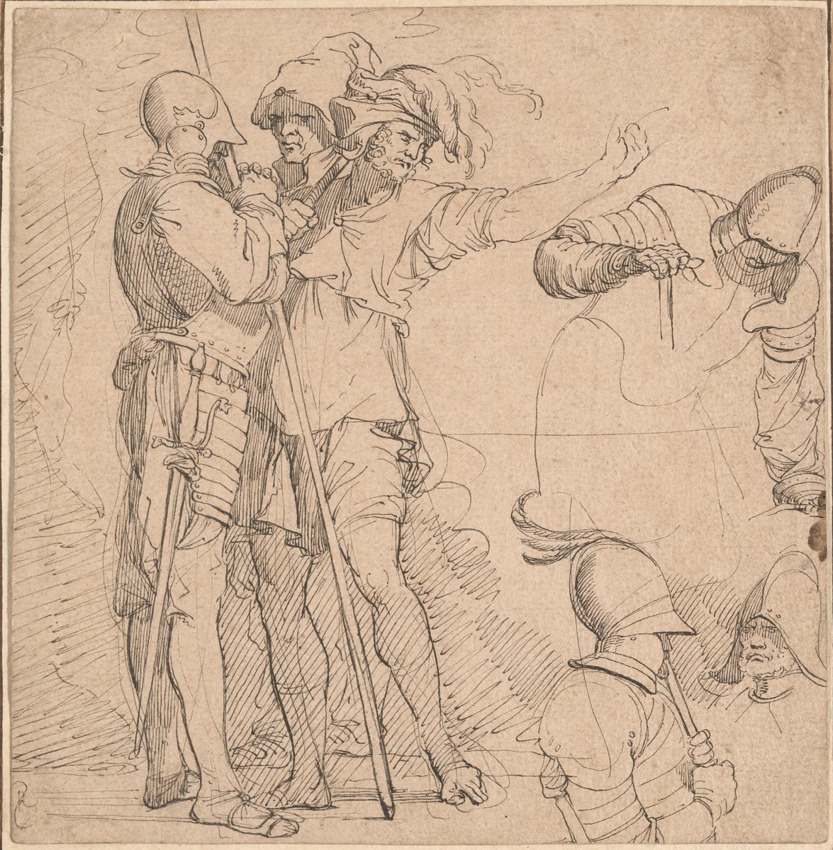 Capriccio Derived from Salvator Rosa's "Figurine" by Salvator Rosa, drawing, 1750-1800