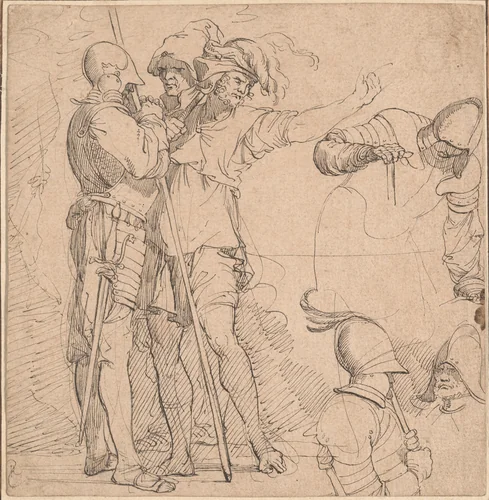 Capriccio Derived from Salvator Rosa's "Figurine" by Salvator Rosa, drawing, 1750-1800