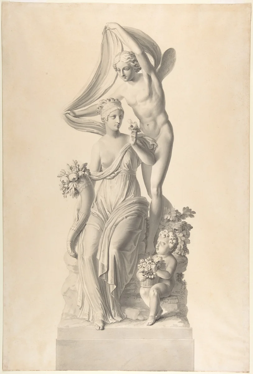 Flora and Zephyr by Josef Klieber, drawing, 1775-1850