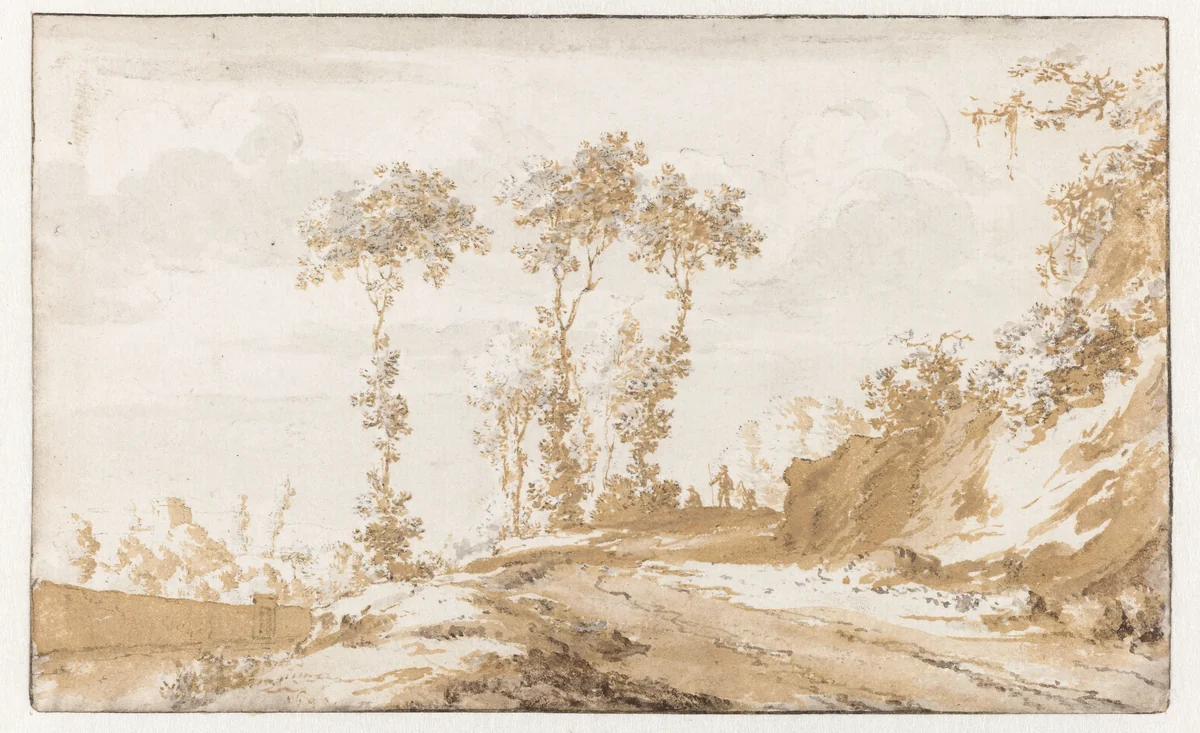 Bergweg bij Brussel by Jan de Bisschop, drawing, 1648-1671