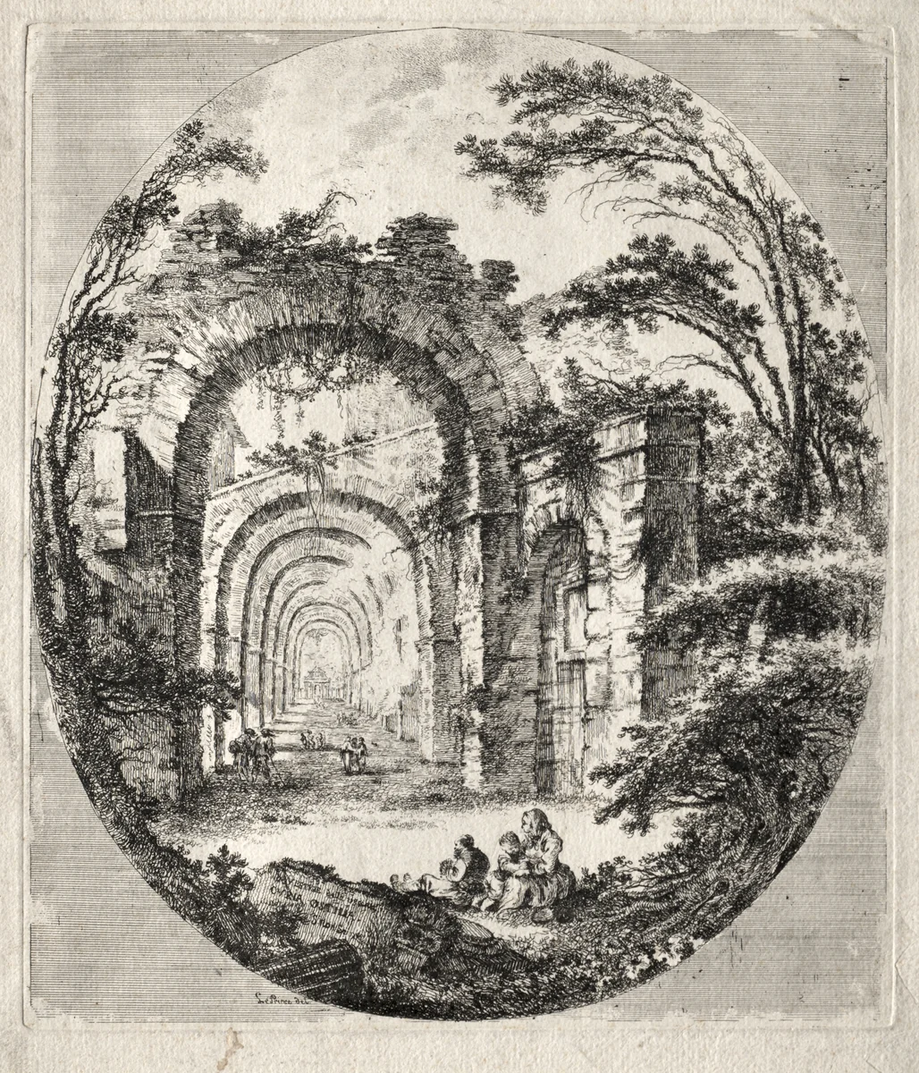 Ancient Ruins by Jean-Claude-Richard de Saint-Non, print, 1756