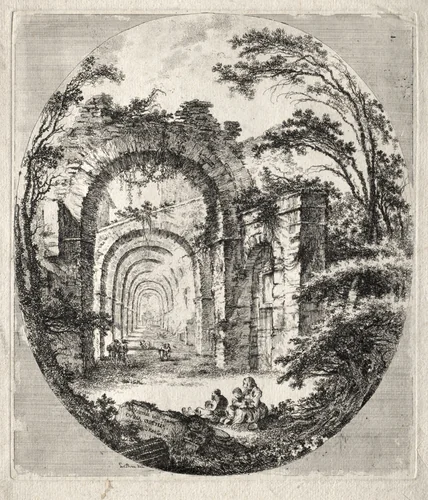 Ancient Ruins by Jean-Claude-Richard de Saint-Non, print, 1756