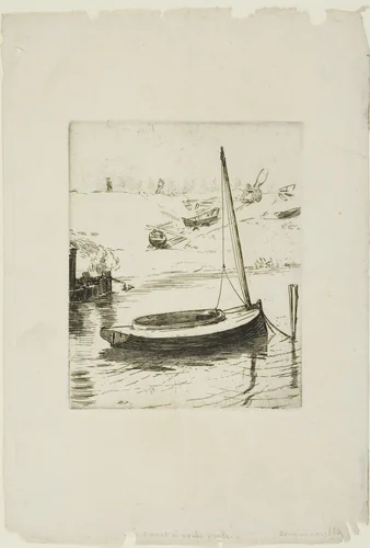 The Boat with Lowered Sail by Felix Bracquemond, print, 1868