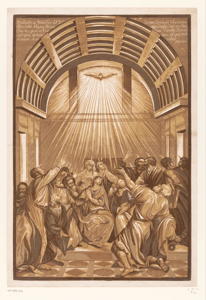 Uitstorting van de Heilige Geest by John Baptist Jackson, print, 1745